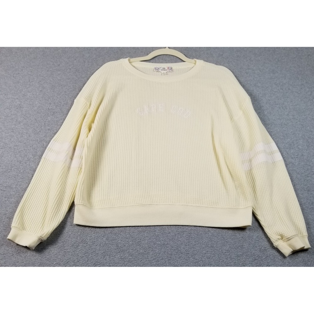 Pink Republic Sweater Women's Medium M Ivory Sheer Waffle Knit Cape Cod Varsity